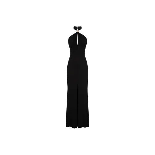 Elisabetta Franchi Logo Plaque Draped Red Carpet Dress