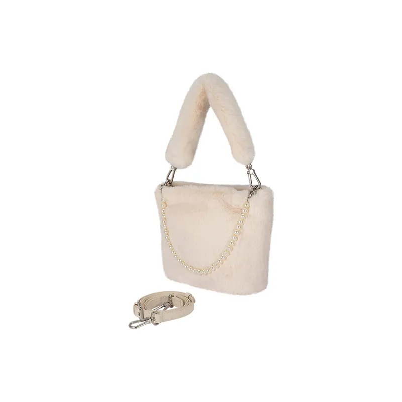 AJIDOU Fabric Cloud Bag, Handbag Medium Size Women's White-3