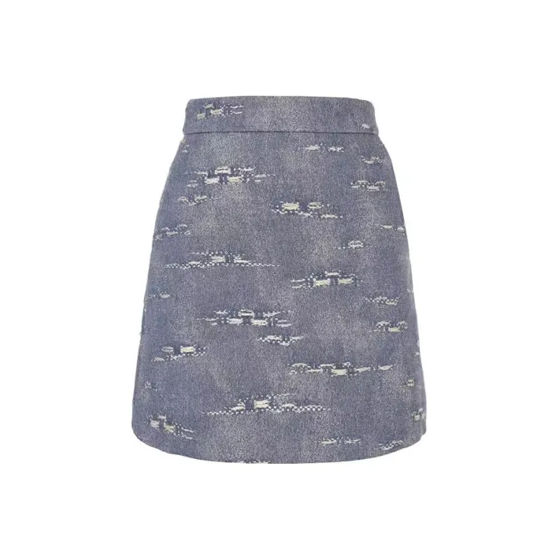 XII BASKET Denim Short Skirts Women's Light Blue-0