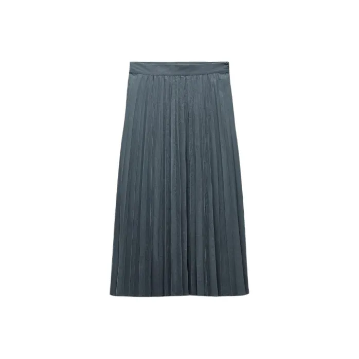 ZARA Casual Long Skirts Women's Blue Gray-0