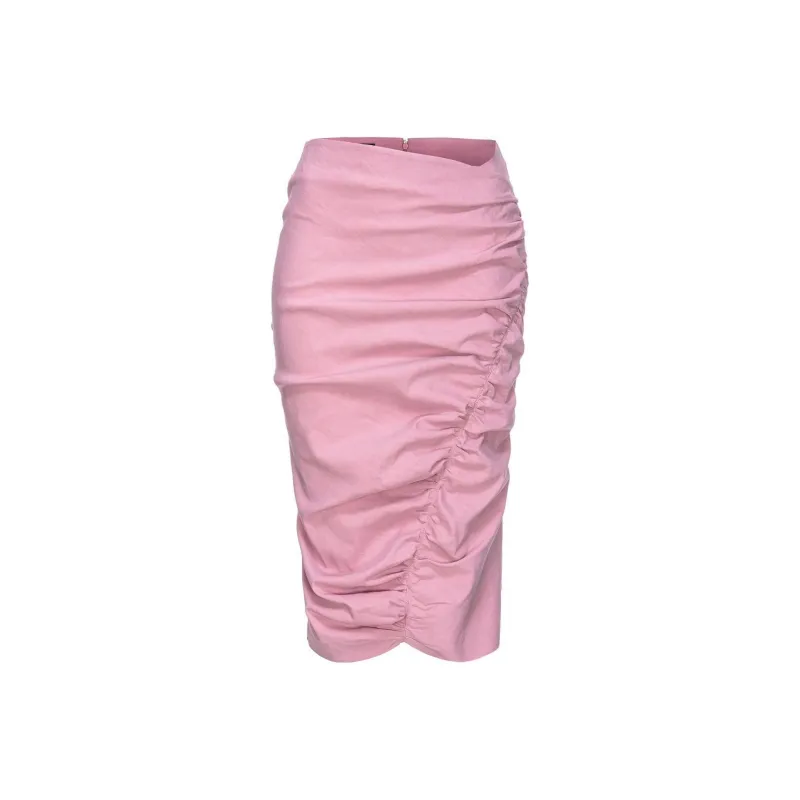PINKO Asymmetric Ruched Midi Skirt-0