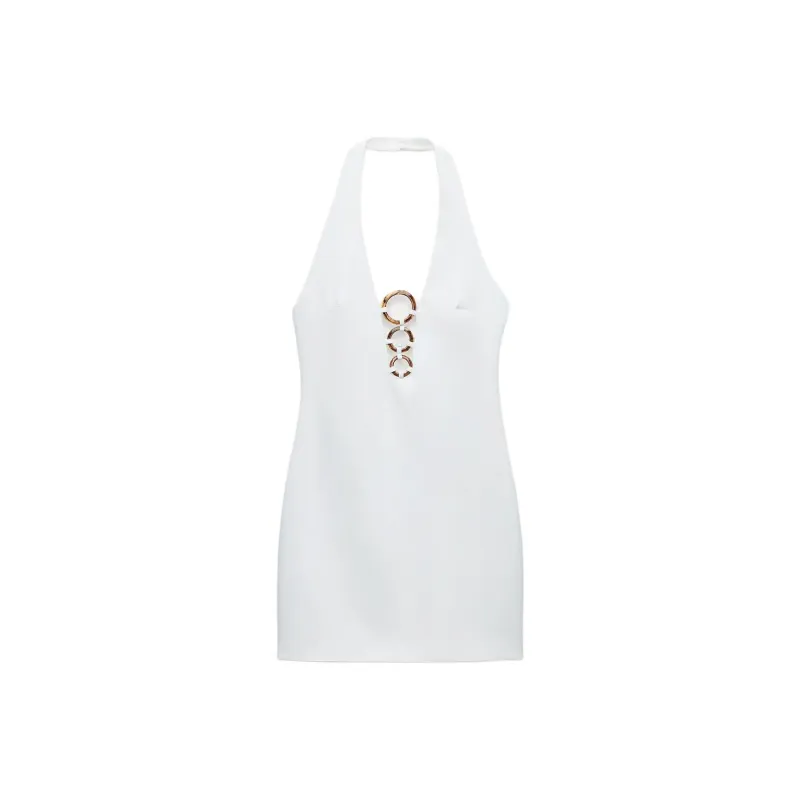 ZARA Slip Dresses Women's White-0