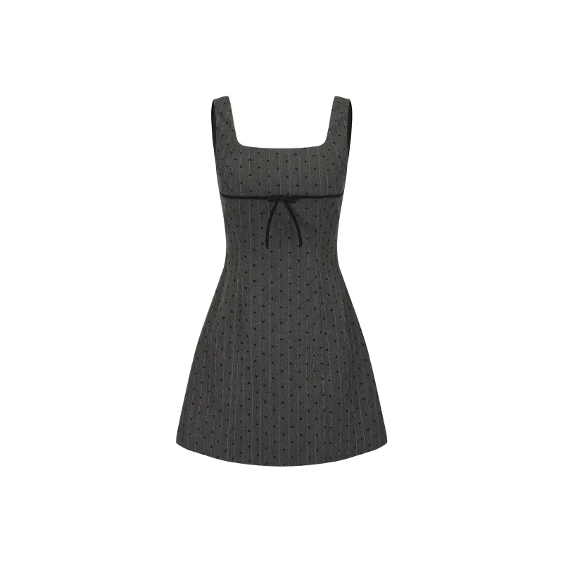 CHIWAWAMEME Sleeveless Dress Women's Gray Plaid-0