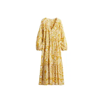 H&M Long Sleeved Dresses Women's Yellow/Pattern