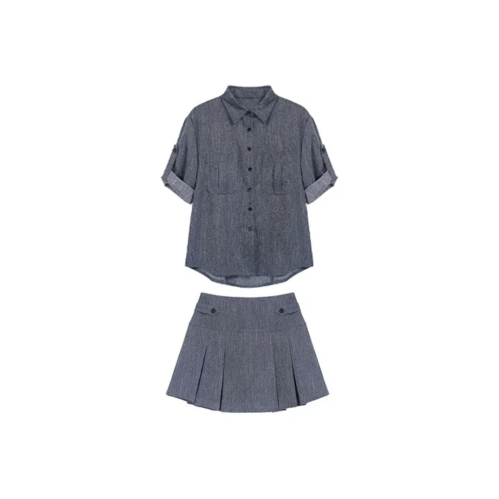 ETSE Skirt Set Women's Dark Gray Multicolor-0