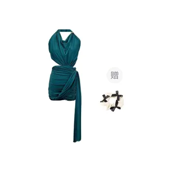 TURN UP Sleeveless Dress Women's Emerald+Bowknot Hair Tie Comes With