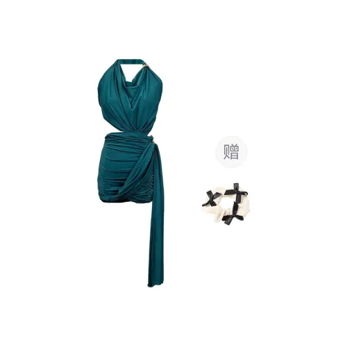 TURN UP Sleeveless Dress Women's Emerald+Bowknot Hair Tie Comes With
