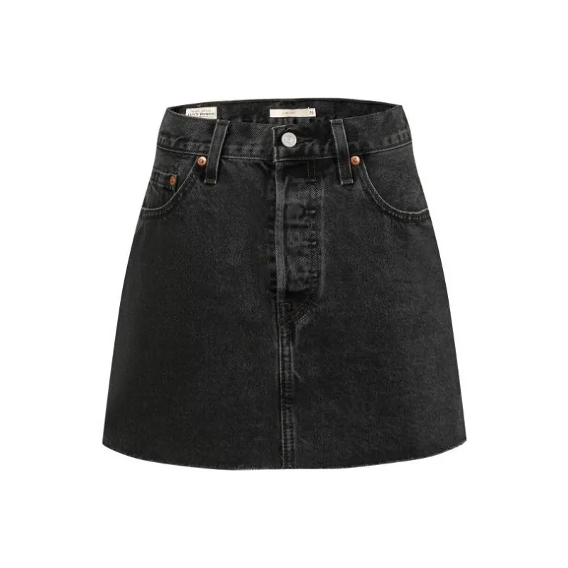 Levis Logo patch Short Denim Skirt-0