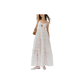 FREE PEOPLE BTB Molly Floral Maxi Dress Slip Dresses Women's White/White