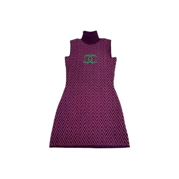 CHANEL Sleeveless Dress Women's Red