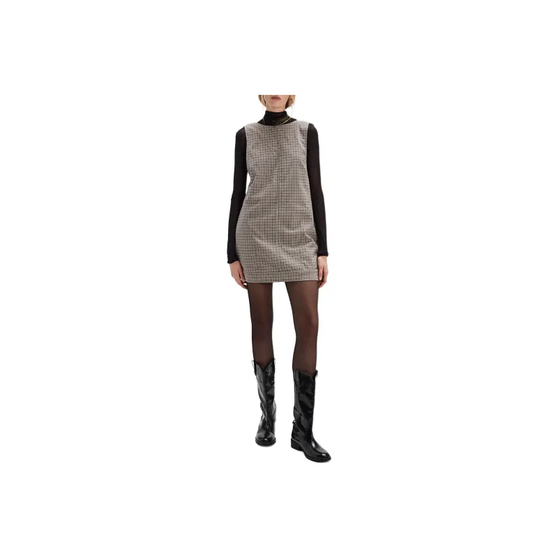 FREE PEOPLE Kai Plaid Menswear Mini Dress Sleeveless Dress Women's Sage Combo-0