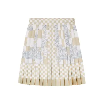 VERSACE Barocco Checkerboard-Printed Pleated Mini Skirt