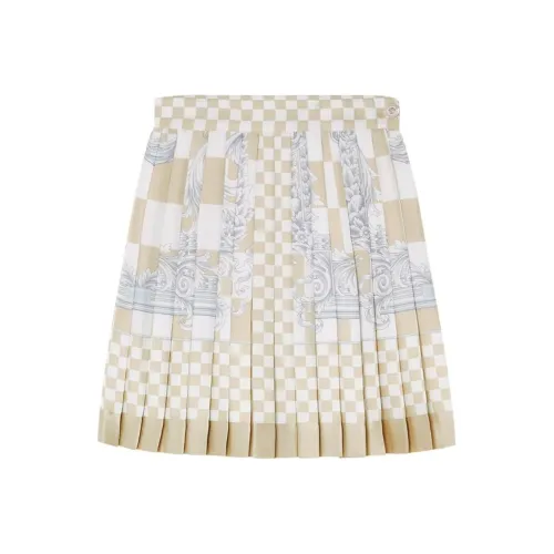 VERSACE Barocco Checkerboard-Printed Pleated Mini Skirt