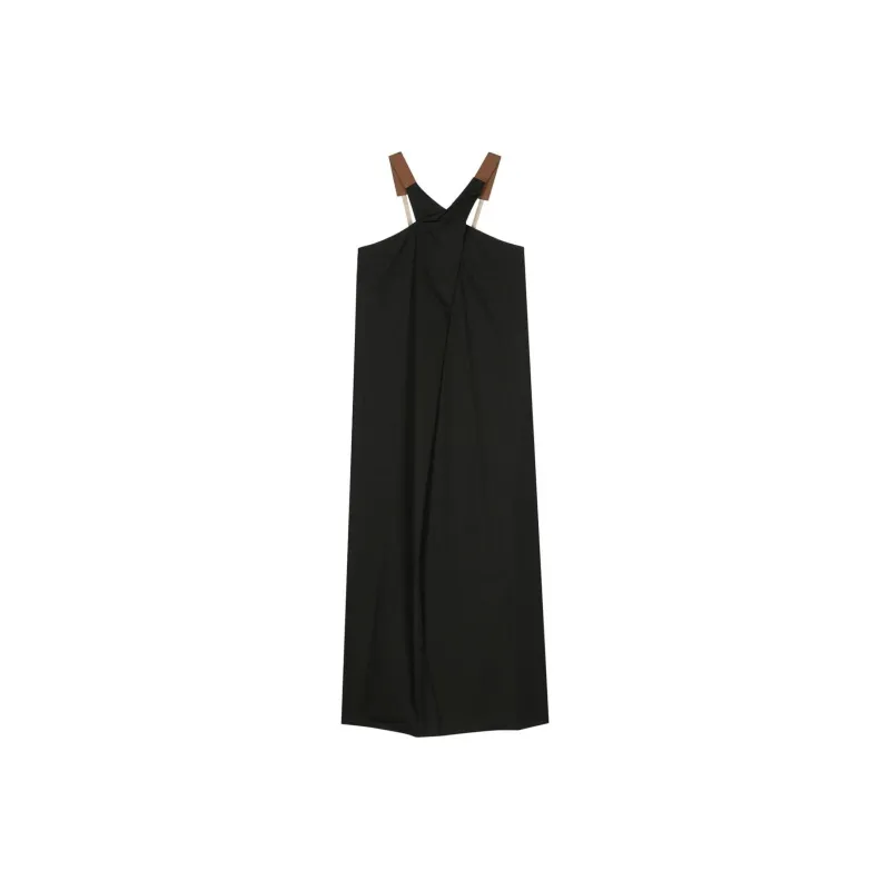 Alysi Crossover strap Poplin Midi Dress-0