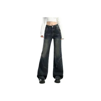 YINLEI Jeans Women's Vintage Concrete Gray