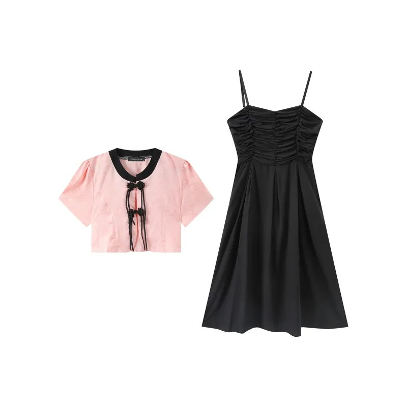 EIDOLON GRAIN Skirt Set Women's Pink+Black-0