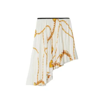 Burberry Chain Printed Pleated Asymmetric Skirt