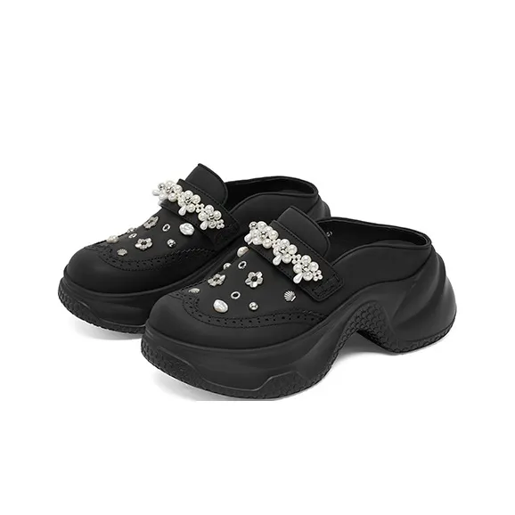 SUGARSU Rubber Sole Abrasion Resistant Slip Resistant Closed Toe Slippers Women's Black-1