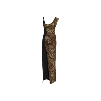 VERSACE Medusa '95 Leopard print Draped Gown