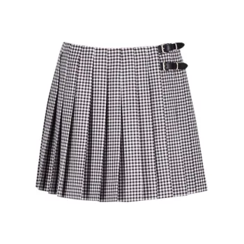 MIU MIU Plaid Pleated Mini Skirt