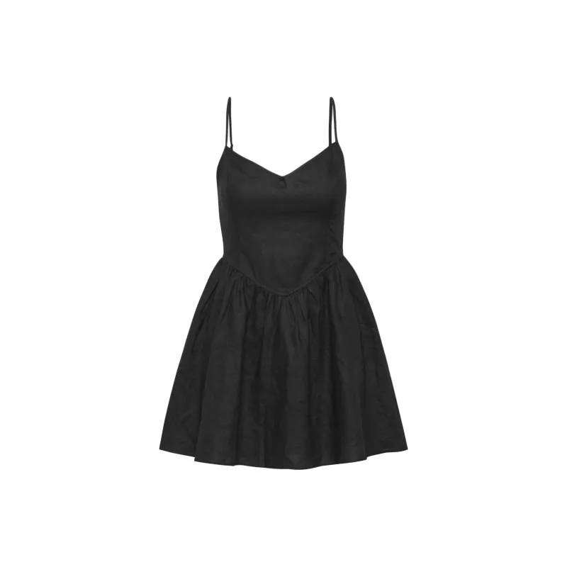 ARITZIA Wilfred Influence Linen Mini Dress Slip Dresses Women's Black-0
