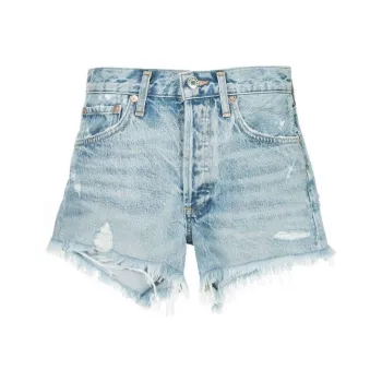 AGOLDE Distressed Buttoned Denim Shorts