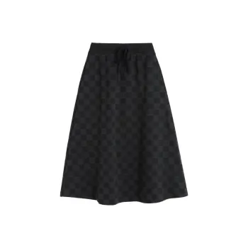GAP Casual Long Skirts Women's Gray Black Checkerboard