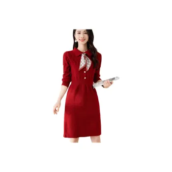 X MOOM Long Sleeved Dress Women's Burgundy