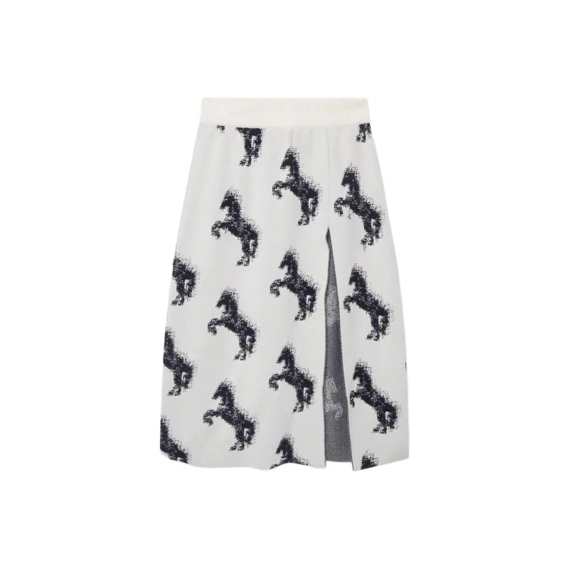 Stella McCartney Pixel Horse Jacquard Midi Skirt-0