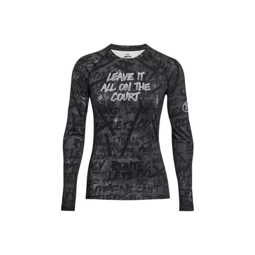 Under Armour Women's HeatGear® Message Compression Long Sleeve Workout Clothing Women's Black/Steel