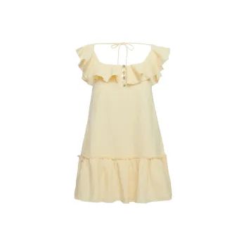 PRINCESS POLLY ALICEN FRILL MINI DRESS Sleeveless Dress Women's YELLOW/Yellow