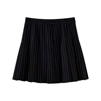 NancyCavally Casual Short Skirts Women's Black Stripes