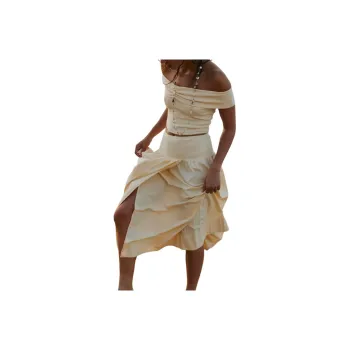 FREE PEOPLE Cooler In Capri Set Skirt Set Women's Peach Fuzz Combo/Peach Velvet Combo