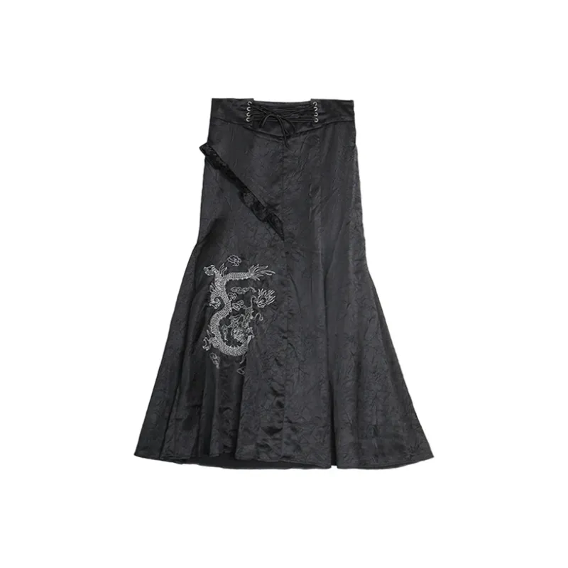 SETIROM Casual Long Skirt Women's Black-0