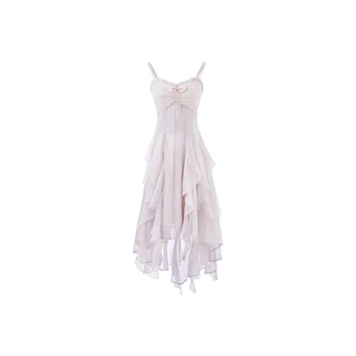 ONNFB Slip Dresses Women's Flowing Sheer Pink