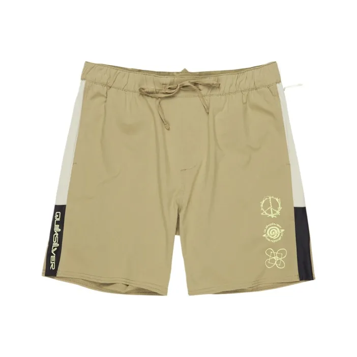 Quiksilver Omni Training Sports Shorts Men's Yellow Green-0