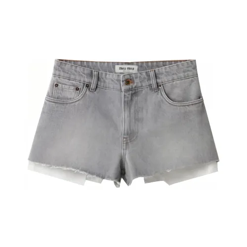 MIU MIU FW23 Denim Shorts Women's Gray