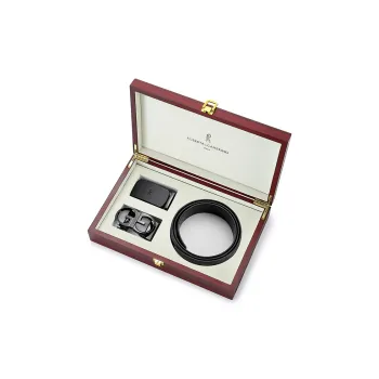 ROBERTA DI CAMERINO Cow Leather Belts Men's Black 3.45CM Writing A Greeting Card And Printing Photos