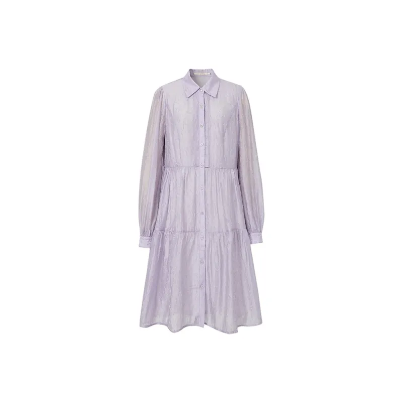 DESIGNICE Long Sleeved Dress Women's Lavender-0