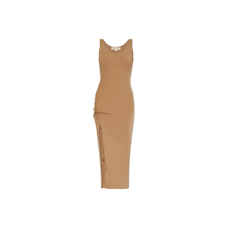 MICHAEL KORS Stretch Wool Blend Ruched Tank Dress-1