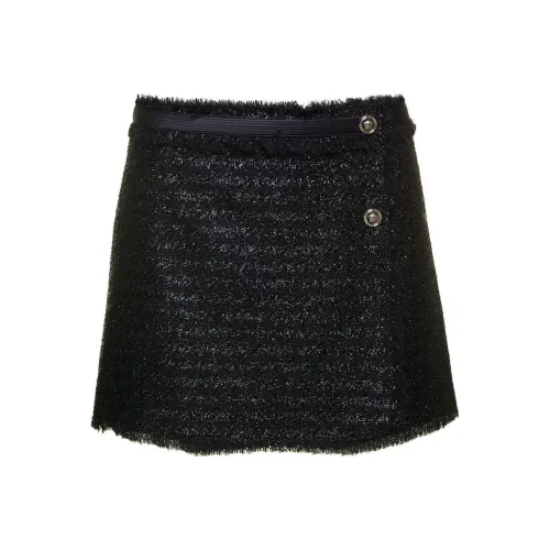 VERSACE Frayed Hem Lurex Tweed Skirt