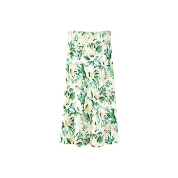 NINE WEST Casual Long Skirt Women's Green Floral