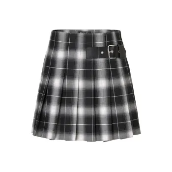 MOCO Casual Short Skirts Women's Black White Plaid