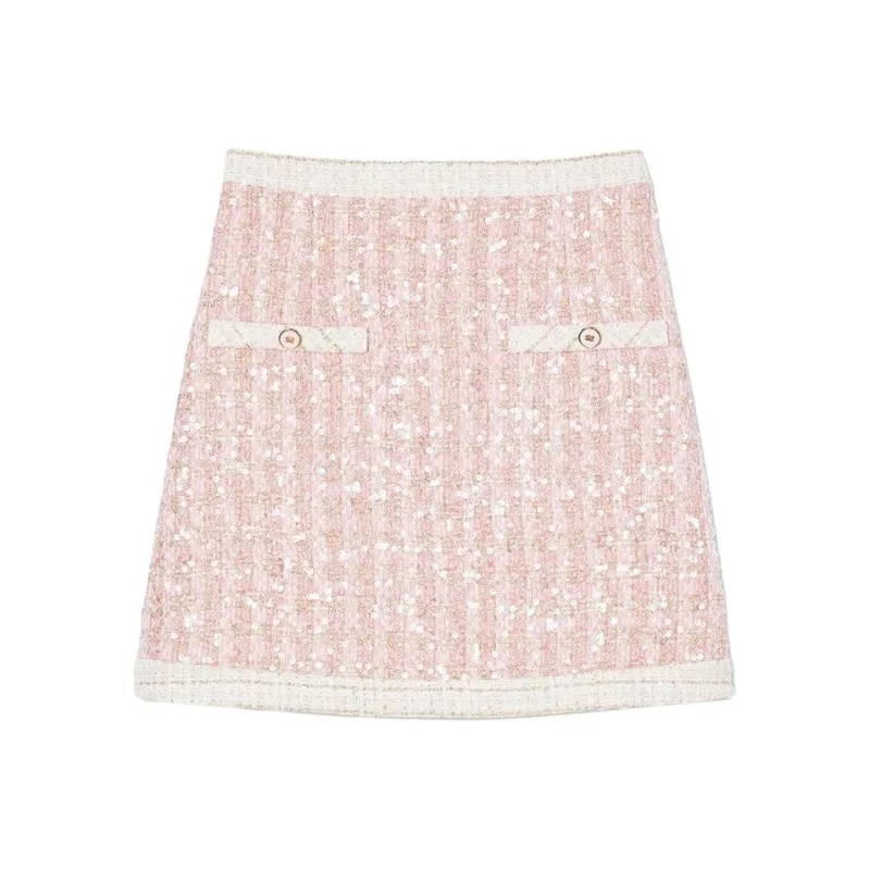 Sandro Sequined Tweed Miniskirt-0