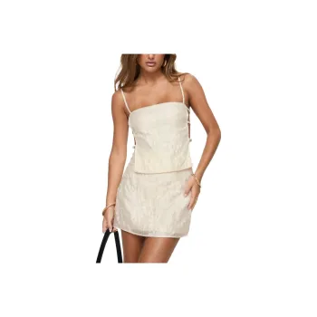 PRINCESS POLLY FLORAL JACQUARD MINI SET Skirt Set Women's CREAM/Cream