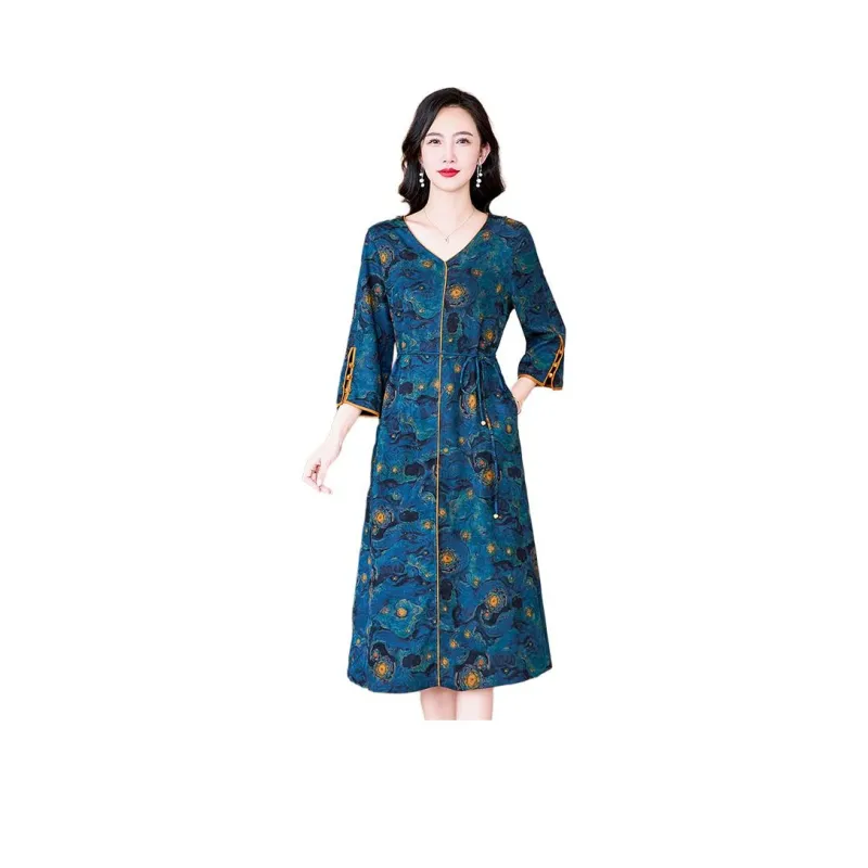Yi Mengyuan Silk Short Sleeved Dress Women's-0