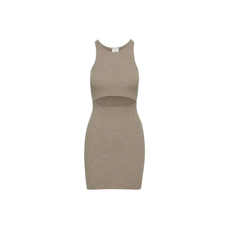 ARITZIA Wilfred Free Cut-Out Knit Tank Mini Dress Sleeveless Dress Women's H. Deep Taupe-0