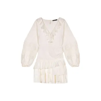 Maje Long Sleeved Dress Women's Light Umber With A Slight White Tint