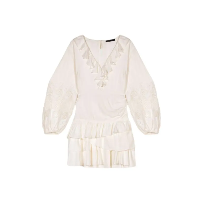 Maje Long Sleeved Dress Women's Light Umber With A Slight White Tint-0