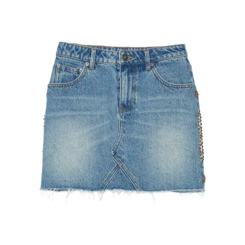 Ed Hardy Denim Short Skirts Women's Beautiful Blue E1OBW066